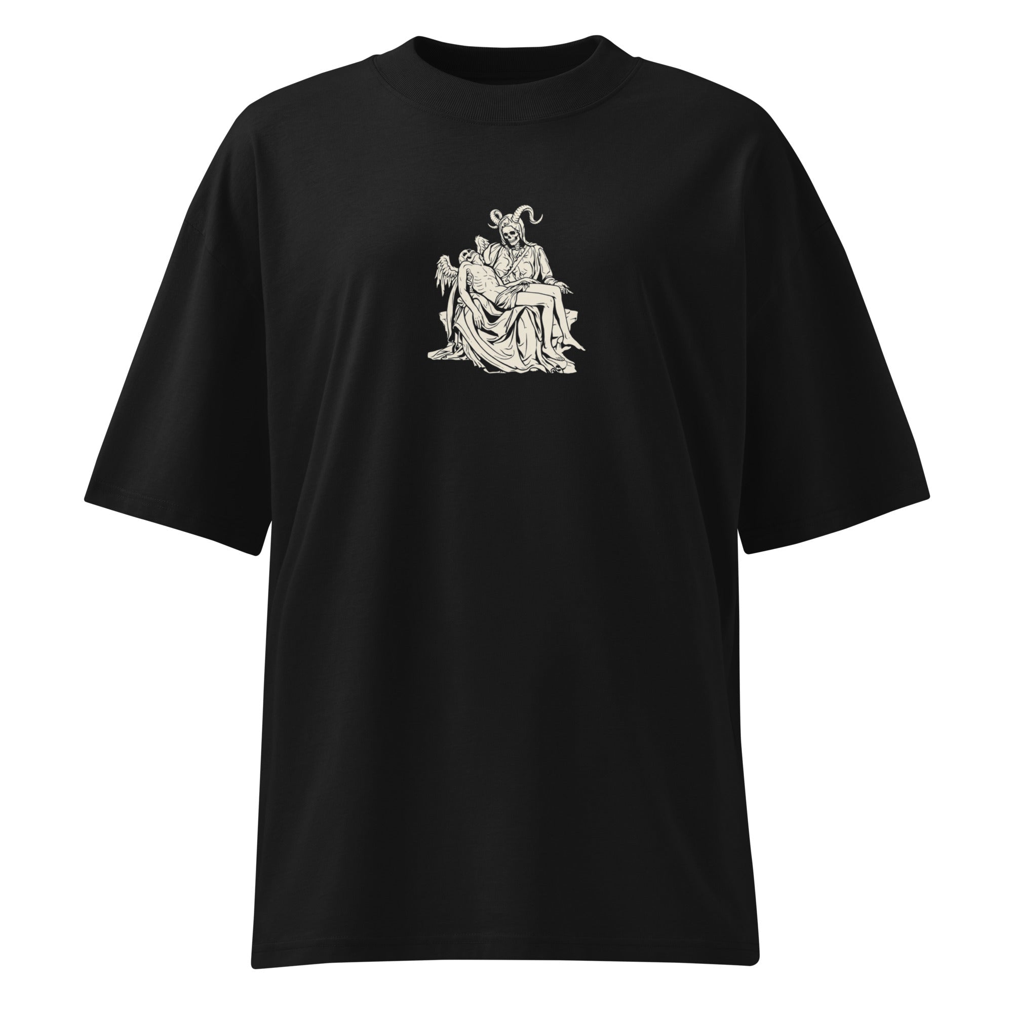 Unisex organic oversized high neck t-shirt - Apex Noir